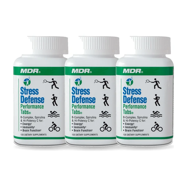 Three bottles of Stress Defense Performance Tabs